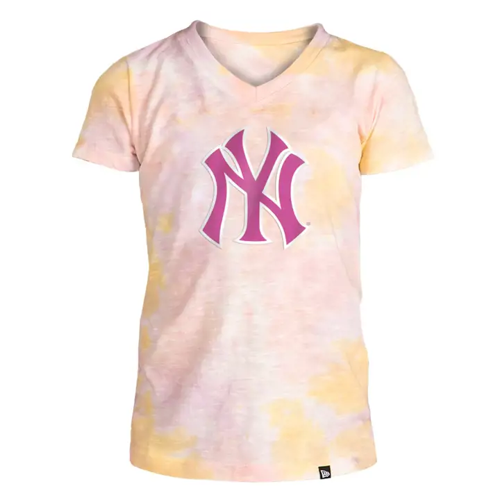 New York Yankees MLB NE T-shirt Fille Slub Tie Dye 22 rose