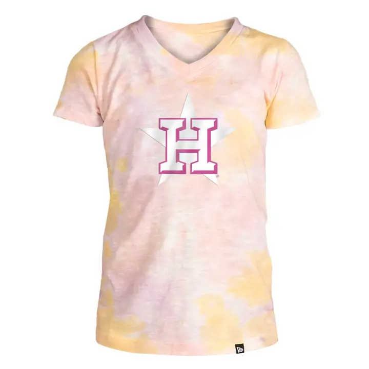 T-shirt tie-dye fil flammé MLB Houston Astros pour filles 22 ans rose