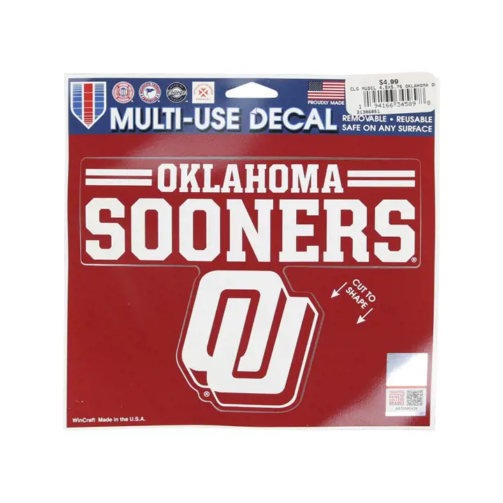 Décalcomanie découpée Oklahoma Sooners 4x4 - Couleur assortie