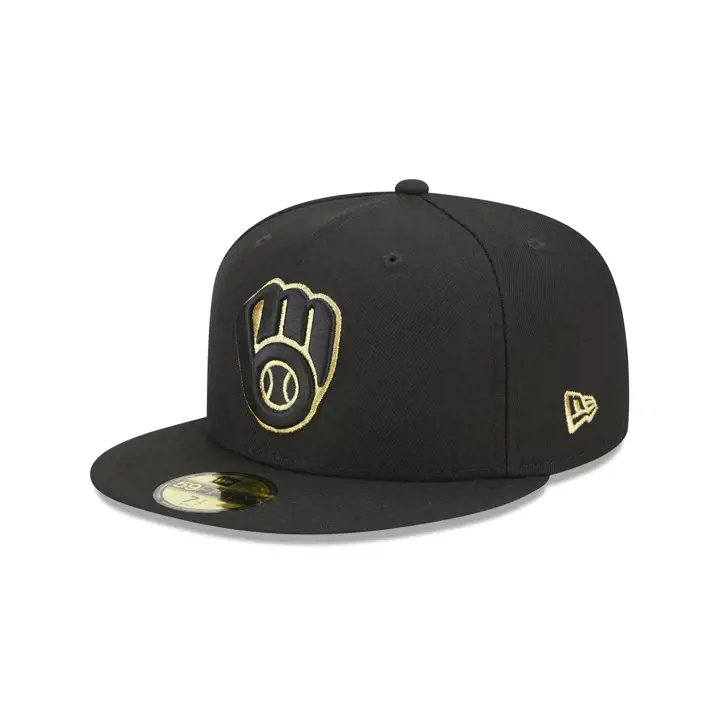 MILWAUKEE BREWERS MLB METALLIC UV 59FIFTY blk/MT GLD