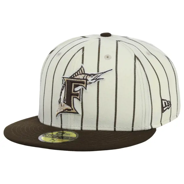 CASQUETTE FLORIDA MARLINS MLB BRUNE RAYURES 59FIFTY 25E ANN gris/grenat