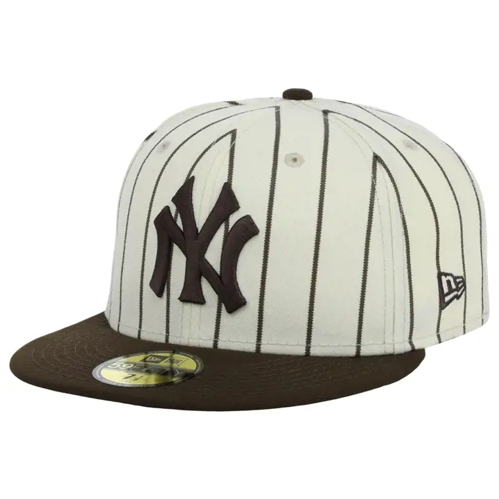 NEW YORK YANKEES MLB CASQUETTE PINSTRIPE MARRON 59FIFTY WS 1956 gris/laine
