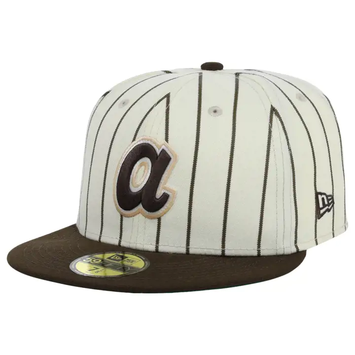 CASQUETTE ATLANTA BRAVES MLB PINSTRIPE MARRON 59FIFTY 715 HR gris/noix/v