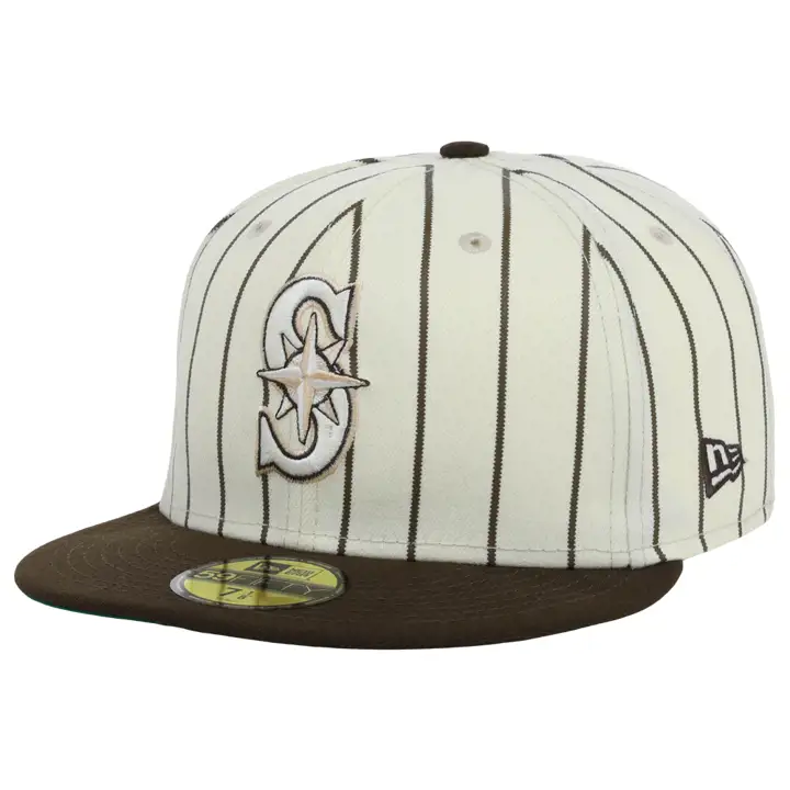 CASQUETTE 59FIFTY MLB SEATTLE MARINERS RAYÉE MARRON 40ÈME ANNIVERSAIRE gris/blanc