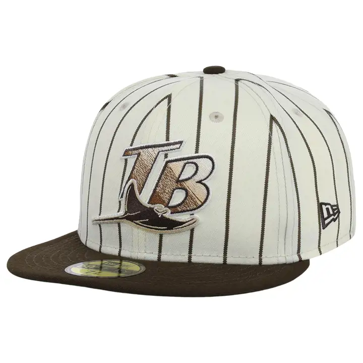 CASQUETTE 59FIFTY À RAYURES GRISES ET NOISETTE TAMPA BAY RAYS MLB INN 1998