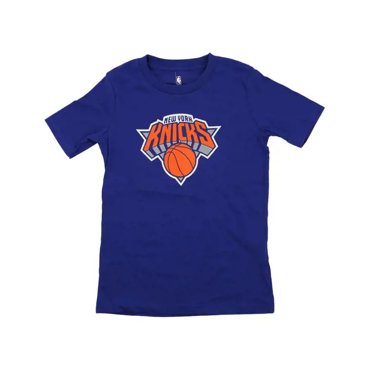 T-shirt jeune bleu avec logo au dos des Knicks de New York NBA