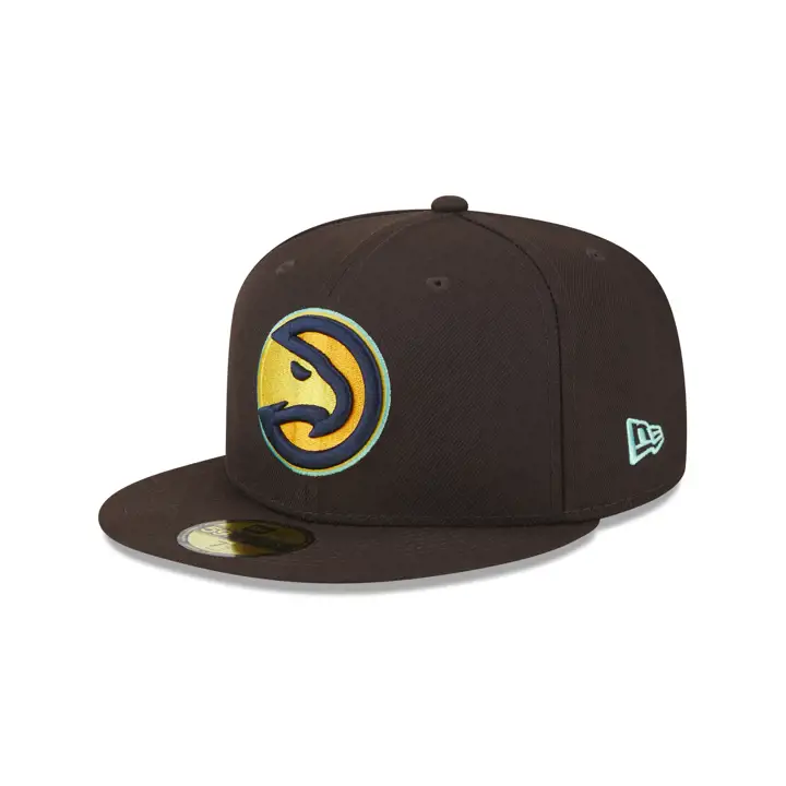 Casquette 59FIFTY NBA Atlanta Hawks en bois brûlé marron/marron/orange