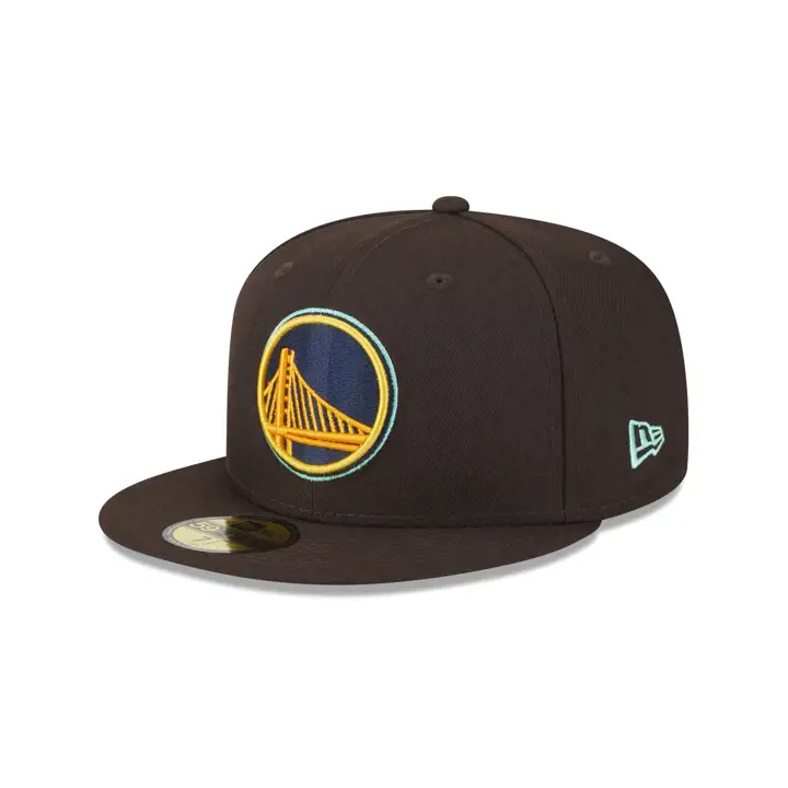 Golden State Warriors NBA Burnt Wood 59FIFTY marron/marron/orange