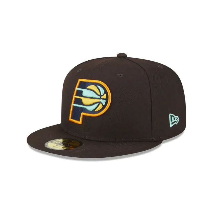 Casquette 59FIFTY en bois brûlé des Indiana Pacers NBA marron/marron/orange