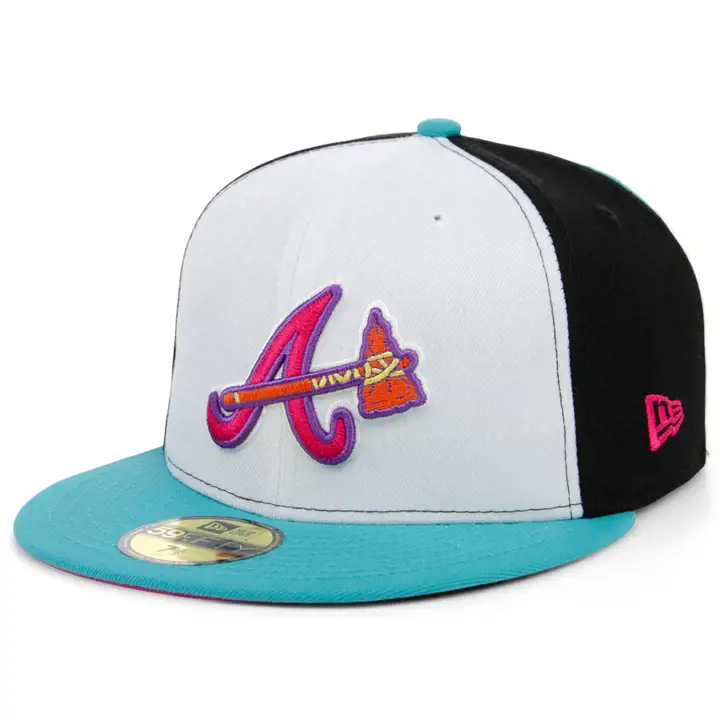 Casquette 59FIFTY Sugar Skull Pinwheel MLB des Atlanta Braves, étiquette sur étiquette, rose