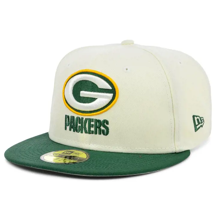 Casquette Green Bay Packers NFL Chrome TC 59FIFTY Ivoire/Vert Foncé