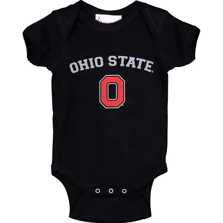 Grenouillère Noire Nouveau-né NCAA Buckeyes de l'Ohio State à Logo et Motif Courbé