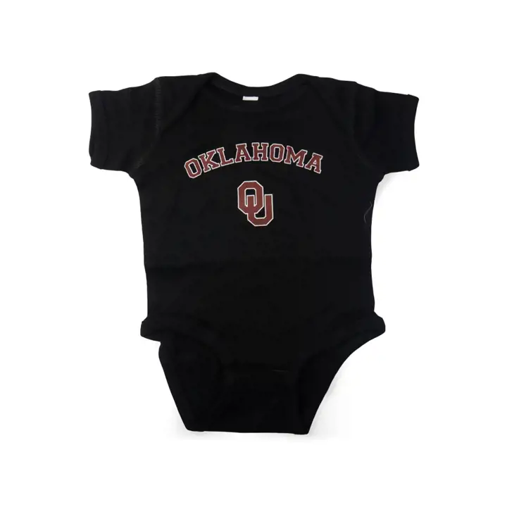 Grenouillère avec arche et logo des Sooners de l'Oklahoma de la NCAA pour bébé, noire