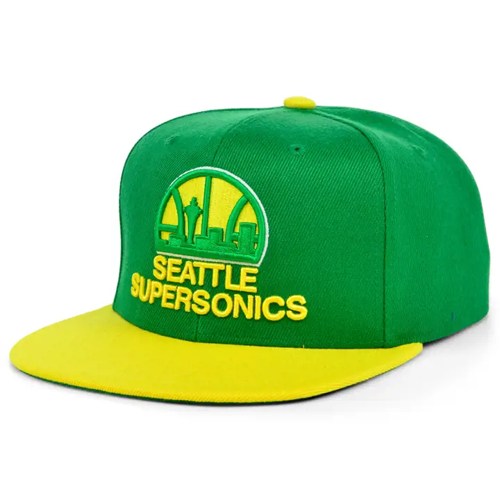 Seattle Supersonics NBA MN Casquette Snapback Basique HWC VERT/JAUNE/VERT