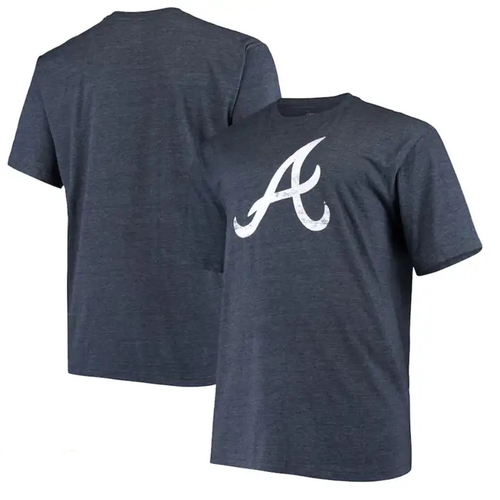T-shirt tricolore bleu marine avec logo vieilli des Braves d'Atlanta MLB
