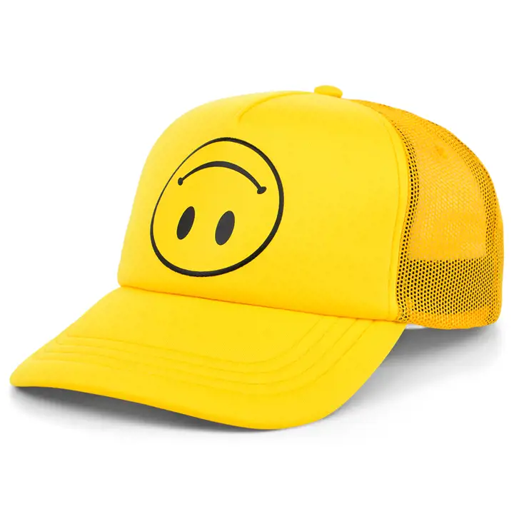 Casquette trucker en mousse avec motif smiley jaune