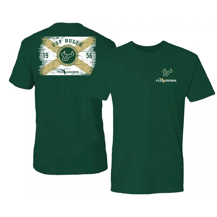 T-shirt Drapeau délavé Flogrown NCAA South Florida Bulls vert