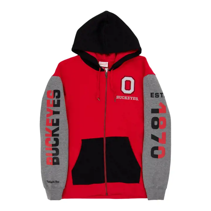 Molleton à capuchon entièrement zippé Colorblock Ohio St B NCAA 21 rouge
