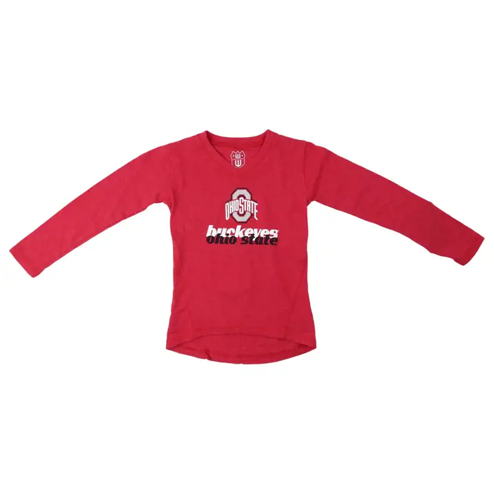 T-shirt manches longues rouge Ohio State Buckeyes NCAA pour jeunes filles