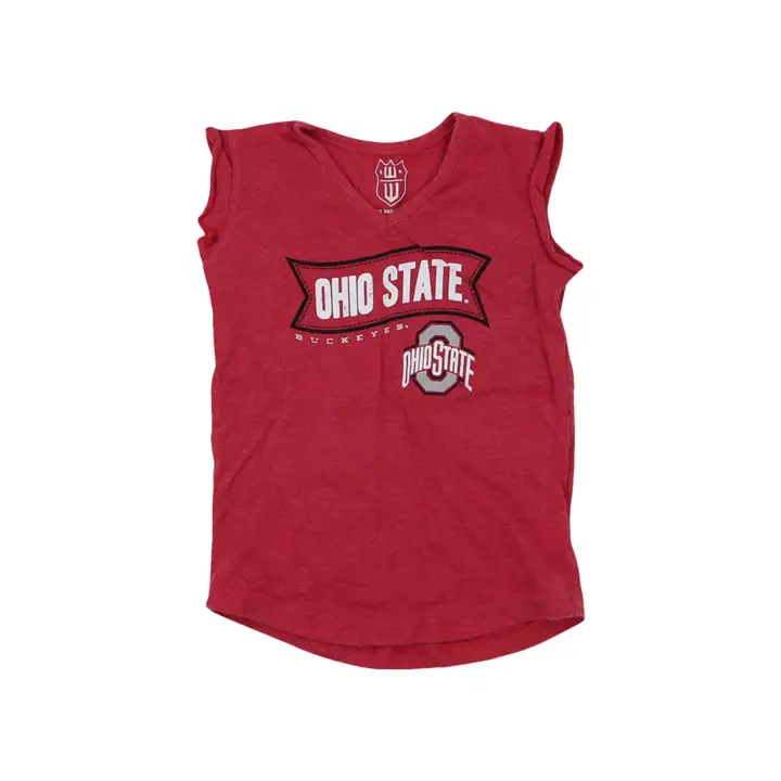 T-shirt à volants rouge Ohio State Buckeyes NCAA pour tout-petites filles