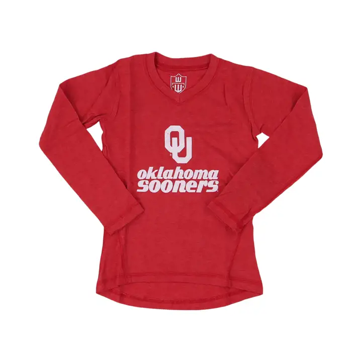 T-shirt ML fille Oklahoma Sooners NCAA pour tout-petits cramoisi