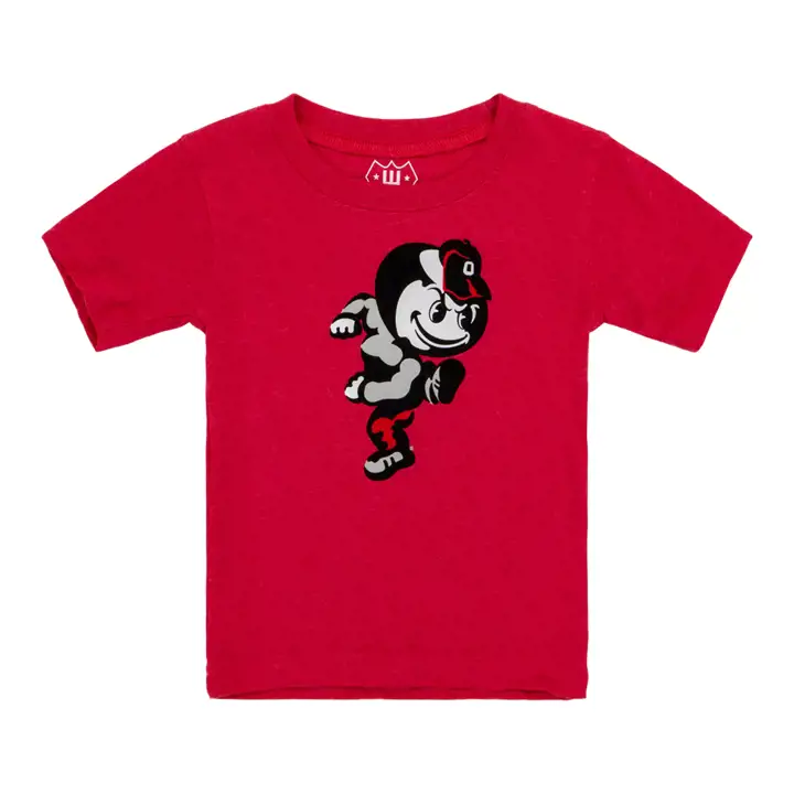 T-shirt rouge Ohio State Buckeyes NCAA pour bébés avec mascotte