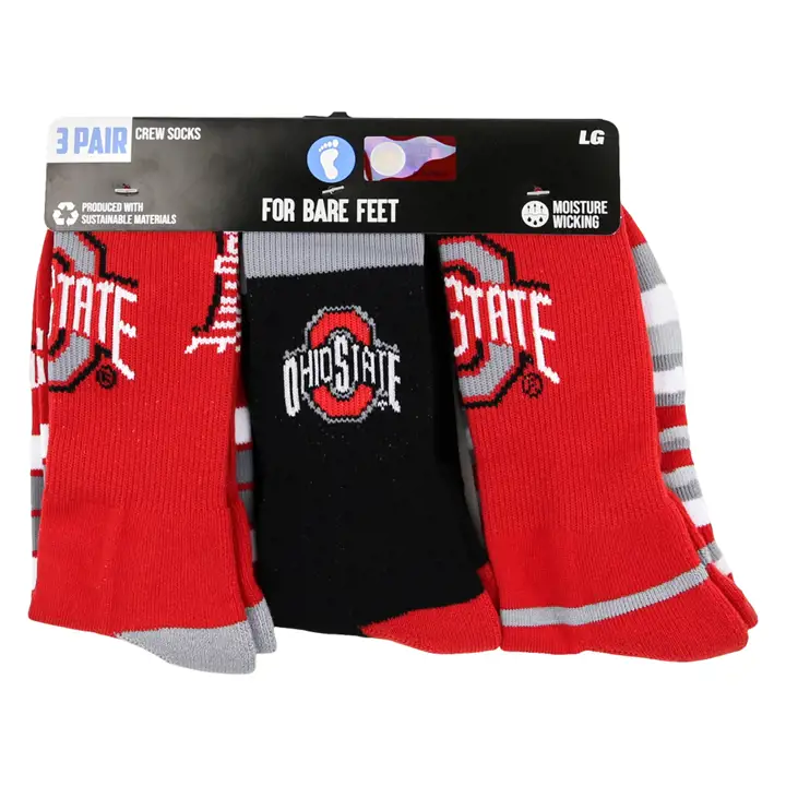 Chaussettes promotionnelles par lot de l'équipe des Buckeyes d'Ohio State
