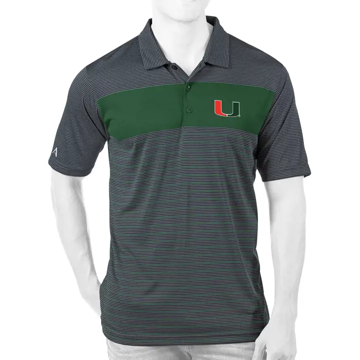 Polo de concours NCAA Miami Hurricanes vert/fusain/blanc