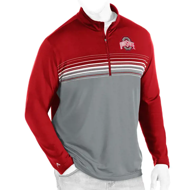 Pulls zippé quart de zip Ohio State Buckeyes NCAA Pace rouge