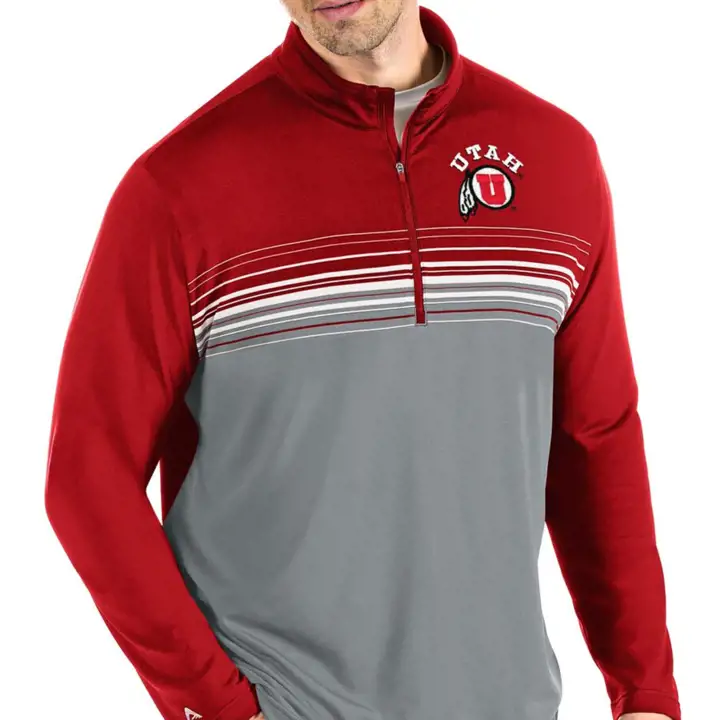 Pulls Utah Utes NCAA Pace 1/4 zip rouge