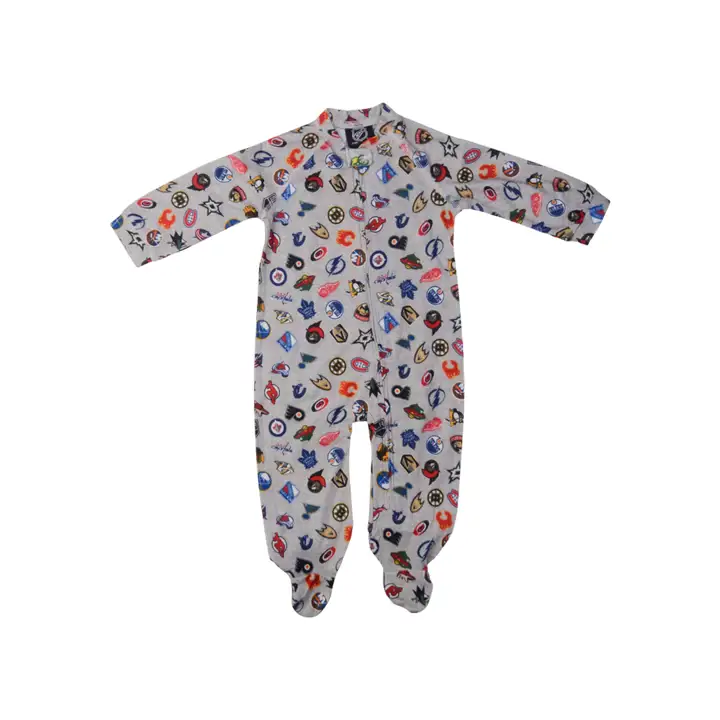 NHL Grenouillère à capuchon à glissière style raglan pour tout-petits NHL GRY