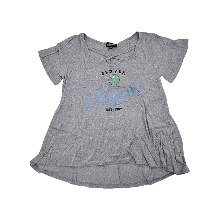 T-shirt Femme Col Croisé NBA Denver Nuggets GRIS