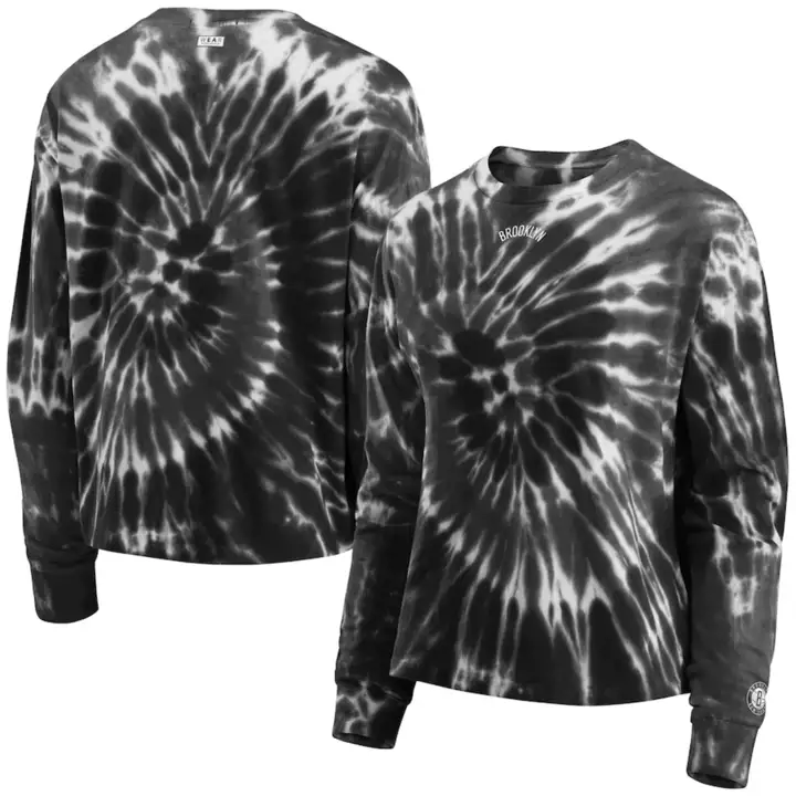 T-shirt à manches longues tie-dye NBA femme Brooklyn Nets - Noir