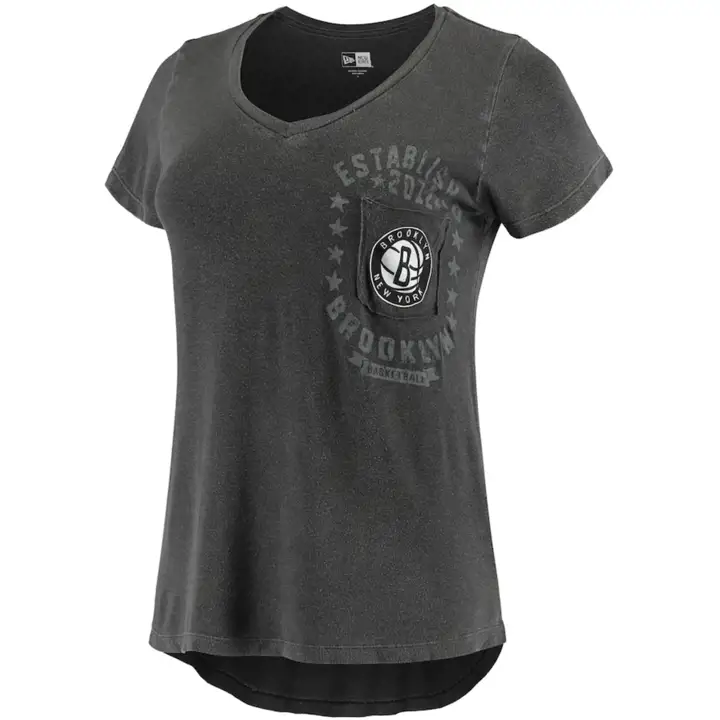 T-shirt poche Brooklyn Nets NBA pour femme, teint pigmenté BLK
