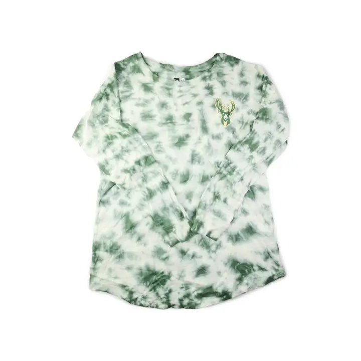 T-shirt à manches longues tie-dye Milwaukee Bucks NBA pour femme, vert