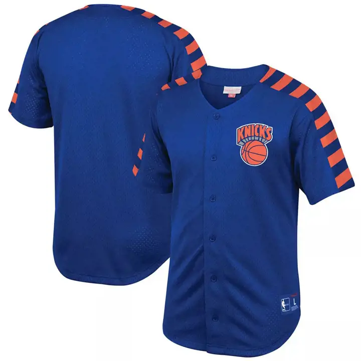 New York Knicks T-SHIRT BOUTONNÉ EN MESH ÉQUIPE GAGNANTE 2018