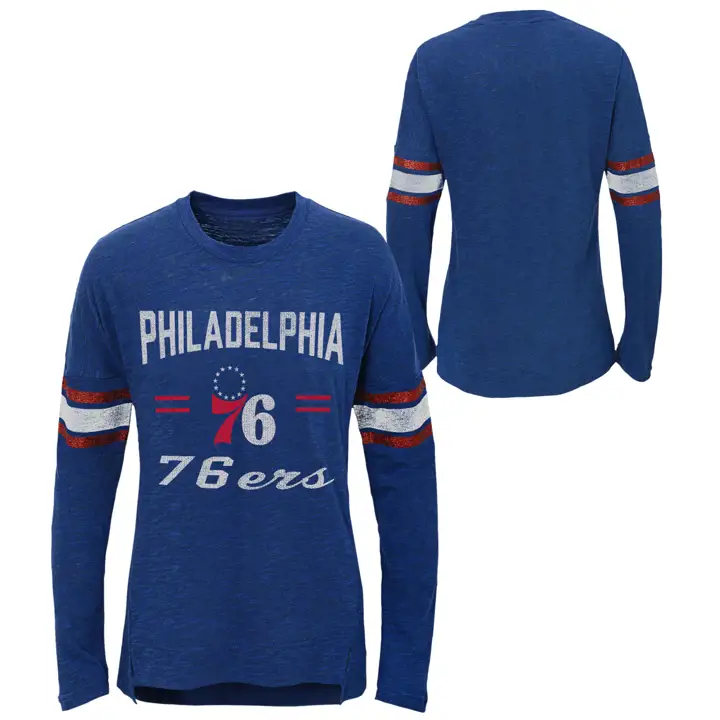 Philadelphia 76ers T-SHIRT MANCHES LONGUES CAPITAINE D'ÉQUIPE 2018 BLEU