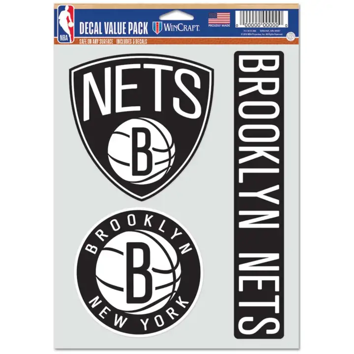 Brooklyn Nets Lot de 3 décalcomanies Logo AST