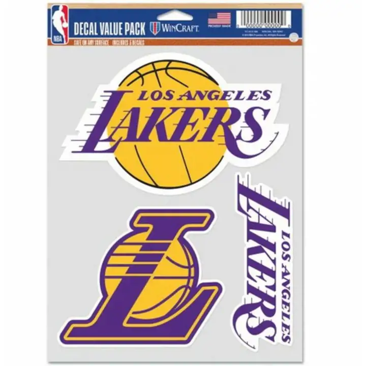 Lot de 3 autocollants Los Angeles Lakers avec logo AST