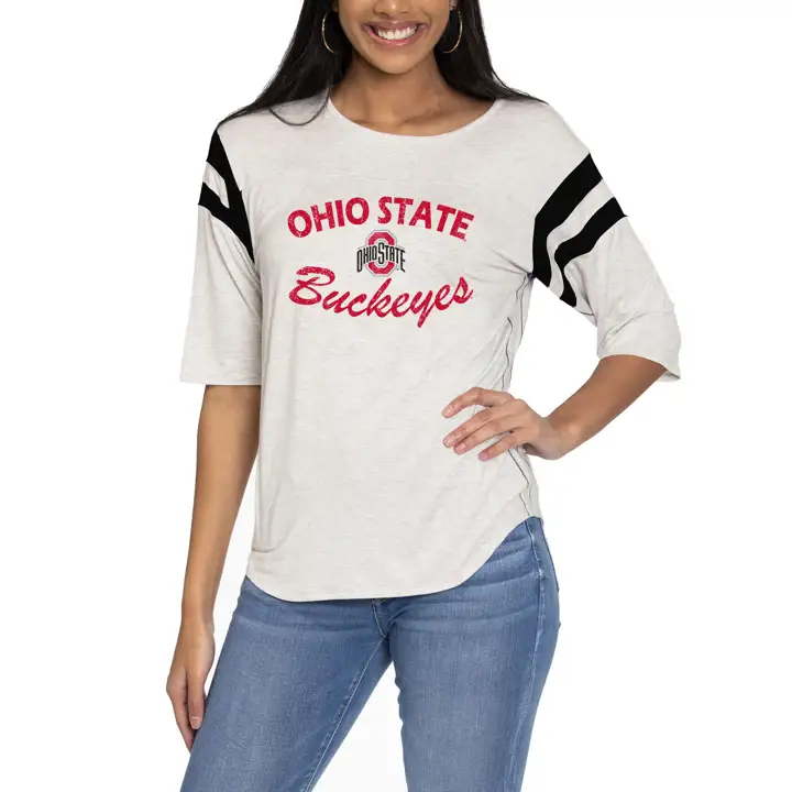 T-shirt femme Sabrina Raglan Ohio State Buckeyes NCAA noir