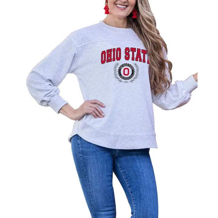 Ohio State Buckeyes NCAA Sweat-shirt Femme Yvette Col Rond gris
