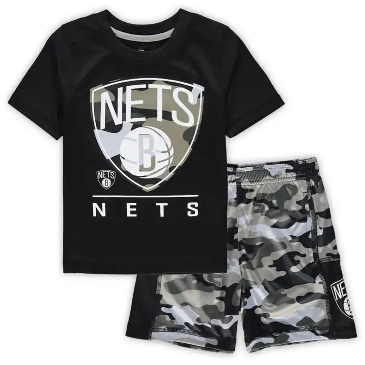 Ensemble T-shirt et short Brooklyn Nets NBA pour jeune enfant - Noir
