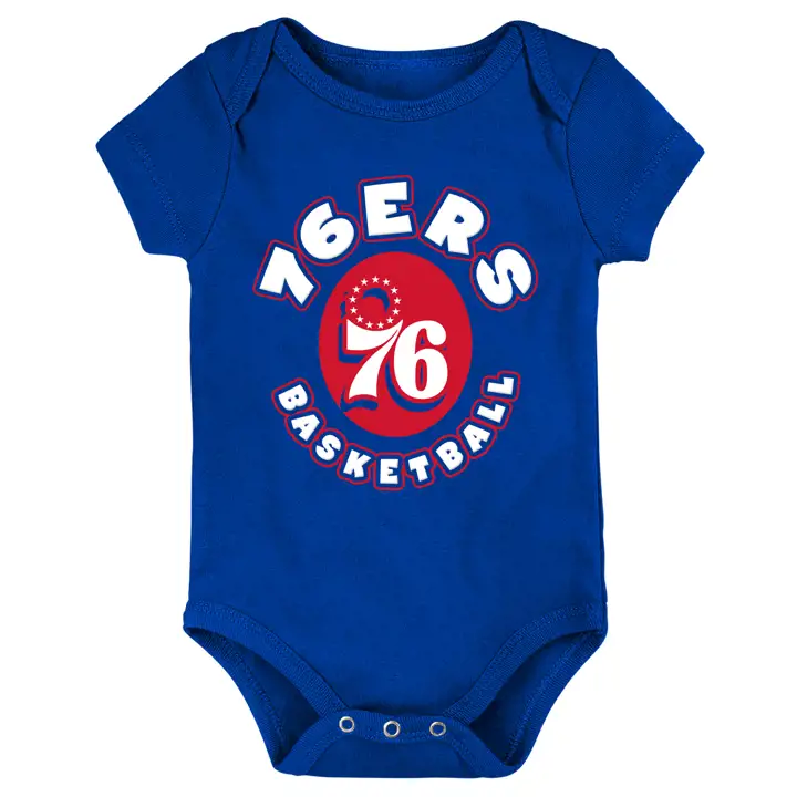 Philadelphia 76ers NBA Ensemble de 3 combinaisons pour bébé avec logo d'équipe, modèle pour tous les jours, BLEU