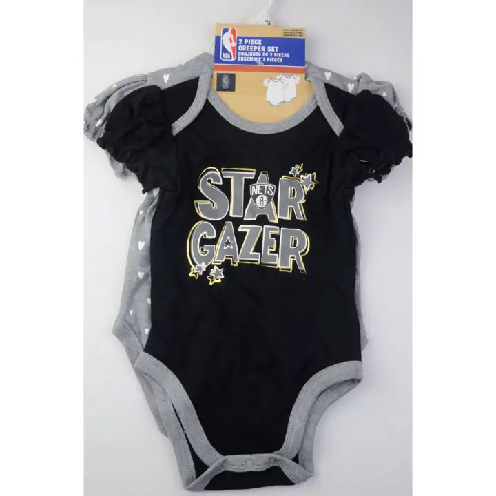 Ensemble 2 pièces Brooklyn Nets NBA pour bébé (cache-couche) – Noir