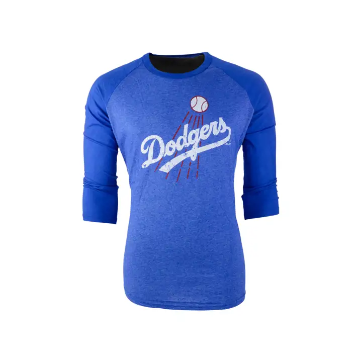 Los Angeles Dodgers MLB Threads Heather Blend Raglan rbl