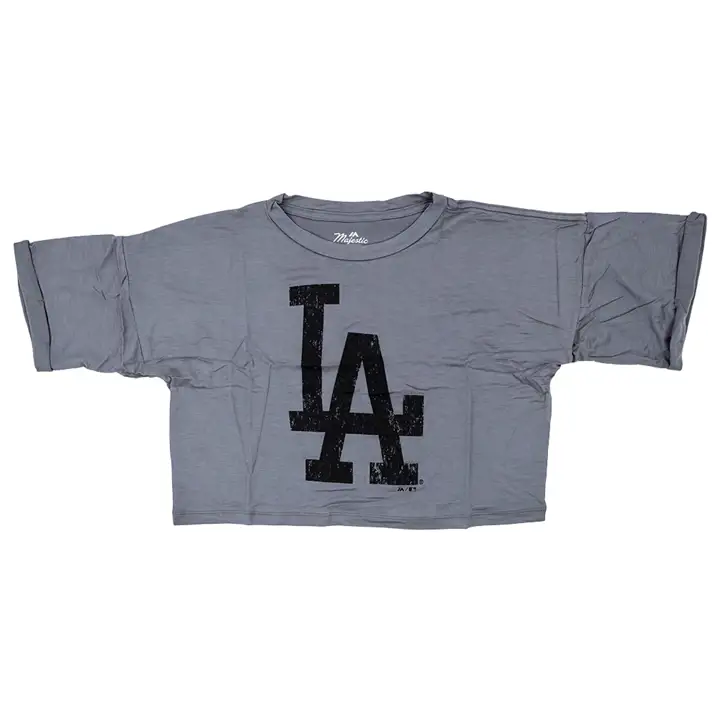 T-shirt court Los Angeles Dodgers MLB pour femme à logo primaire 21 gris