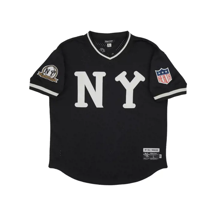 Maillot en maille à col en V réplique des NEW YORK BLACK YANKEES NL, noir