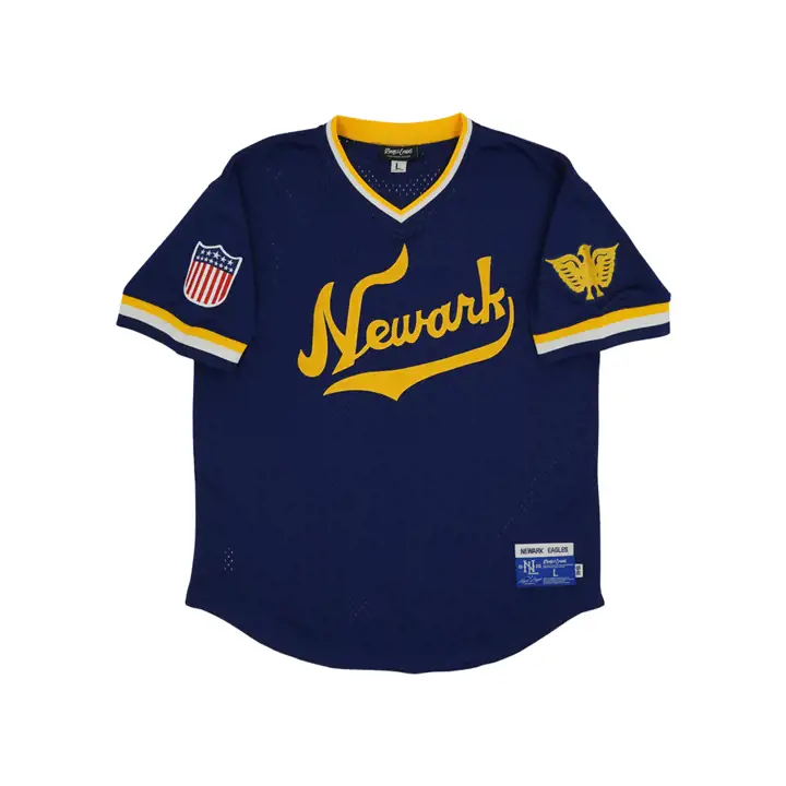 Maillot en maille à col en V réplique des Newark Eagles NL bleu marine