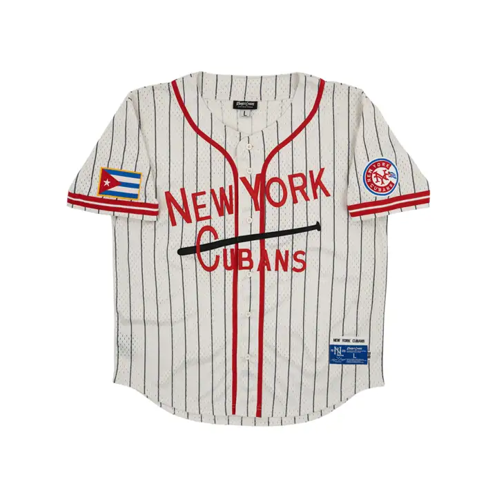 Maillot à boutons en maille réplique des New York Cubans NL Ivoire