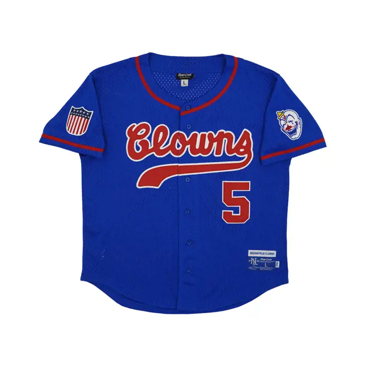 MAILLOT BOUTONNÉ EN MAILLE RÉPLIQUE NL DES INDIANAPOLIS CLOWNS rbl